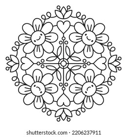 Cute flowers mandala vector illustration