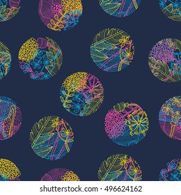 Cute flowers motif. Vector seamless pattern. Polka dot.