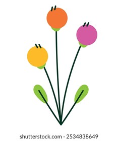 cute flowers nature element isolated