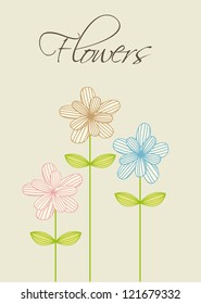 cute flowers over beige background. vector illustration