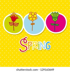 cute flowers over yellow background. vector illustration