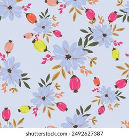cute flowers pattern image suitable for textile design or wall decoration