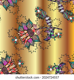 Flores finas con colores neutros, beige y marrón. Color Spring Theme Color patrón de fondo sin fisuras. Vector Patrón de tela de moda. Diseño de elementos de flores planas.