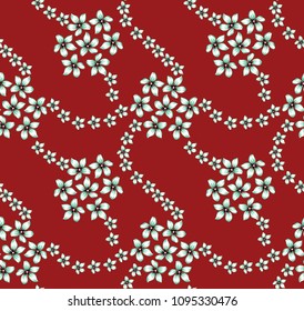 cute flowers pattern on red background