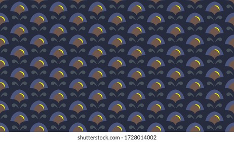 Cute flowers pattern simple form paisley motif. Ditsy floral indian ornament on a dim blue layer. Delicate geo allover print block for apparel textile, ladies dress fabric, fashion garment, swimwear.