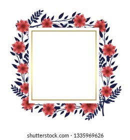 cute flowers plants with square label