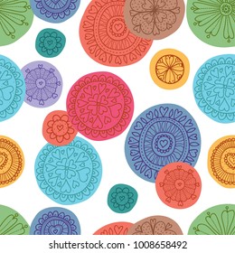 Cute flowers polka dot. Seamless pattern.