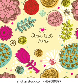 Cute flowers postcard. Vector.