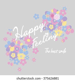 Cute flowers print for t-shirt graphic and other uses