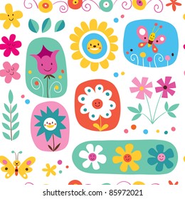 cute flowers seamless pattern