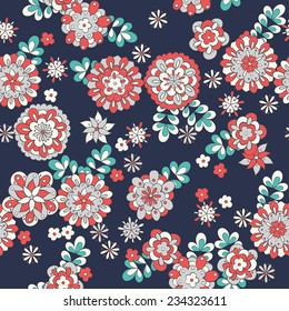 cute flowers seamless pattern with dark backdrop