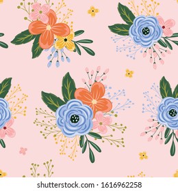 Cute flowers seamless pattern design.