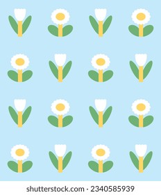 Cute flowers seamless pattern design. Vector illustration.