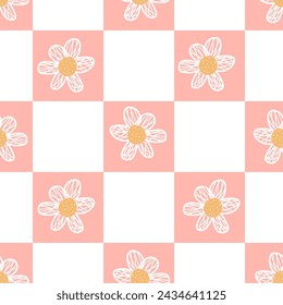 Cute flowers seamless pattern. Fashionable flower pattern for wrapping paper, wallpaper, stickers, notebook cover.