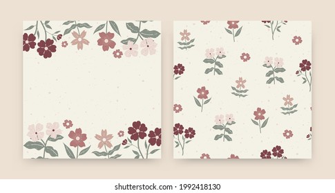 flores lindas sin costura, fondo floral y papel tapiz, flores con textura, ilustración vectorial premium