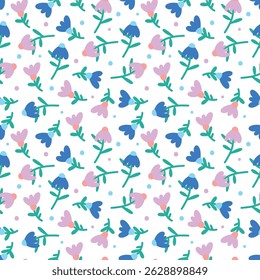Cute flowers seamless pattern. Pastel texture in retro style. A delicate background for baby fabric and album.