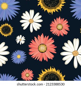 Cute flowers seamless repeating pattern texture background design for fashion fabrics, textile graphics, prints etc