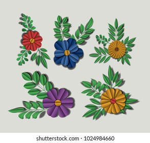 cute flowers set icons