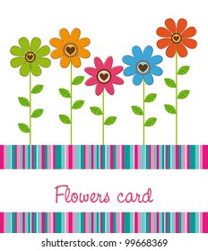 cute flowers with stripes background. vector illustration