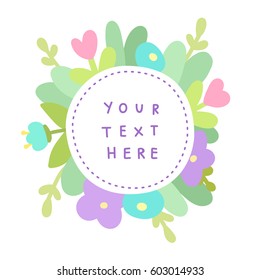 Cute flowers template. Vector hand drawn illustration