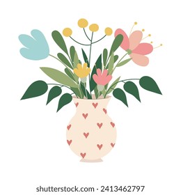 Cute flowers in vase isolated icon vector illustration design vector illustration design