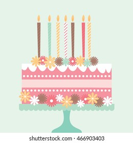 cute flowery birthday cake with candle