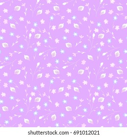 Cute flowery pattern. Seamless floral background for wrapping, textile, wallpaper. Soft tile. Vector flourish texture. 