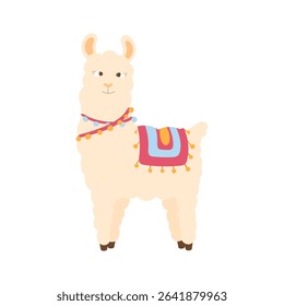 Cute fluffy alpaca. Wool production and sale.