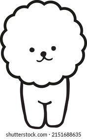 Cute Fluffy Bichon Frise Illustration Waiting Friend