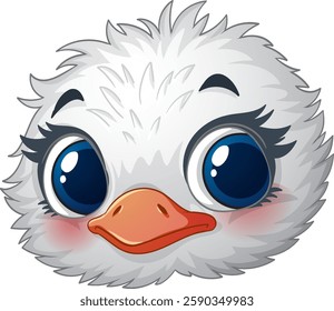 Cute fluffy bird with big expressive eyes