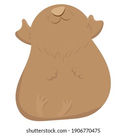 cute fluffy brown guinea pig sitting on the bottom with the muzzle raised up, cute domestic rodent, vector illustration in flat style