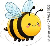 Cute Fluffy Bumble Bee Kawaii Cozy Spring Design