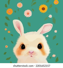 cute fluffy bunny, for children's book illustration