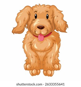 Cute Fluffy Cartoon Golden Retriever Dog Vector Illustration