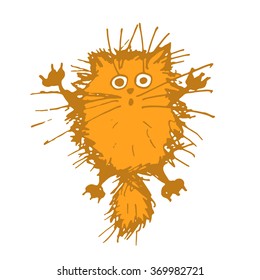 Cute fluffy cat, sketch for your design