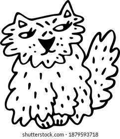 Un gatito suave. Ilustración vectorial al estilo de las caricaturas para los niños.