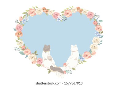 Cute fluffy cat wedding card