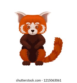 Cute fluffy chinese red panda wild animal vector Illustration on a white background