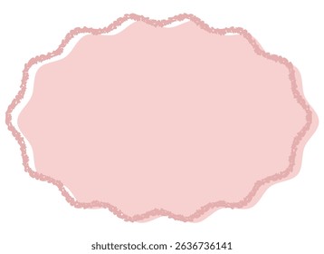 Cute fluffy crayon-style oval frame, pink misprint