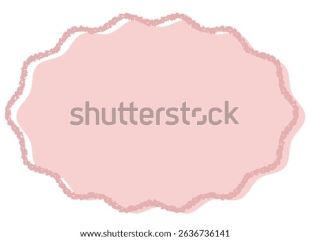 Cute fluffy crayon-style oval frame, pink misprint