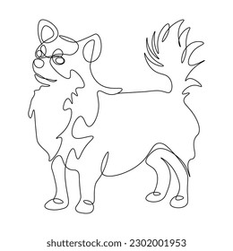 Cute fluffy dog breed chihuahua one line