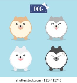 Cute Fluffy Dog . Cartoon character pomeranian dog.