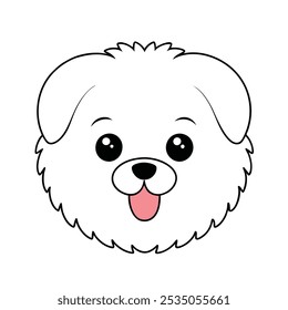 Cute Fluffy Dog Face Vector for Pet Logos and Playful Branding.