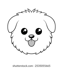 Cute Fluffy Dog Face Vector for Pet Logos and Playful Branding.