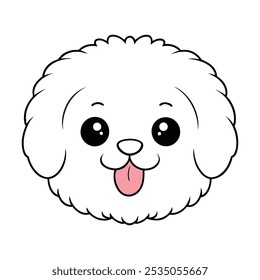 Cute Fluffy Dog Face Vector for Pet Logos and Playful Branding.