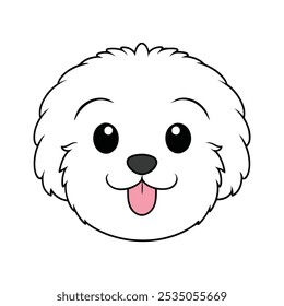 Cute Fluffy Dog Face Vector for Pet Logos and Playful Branding.