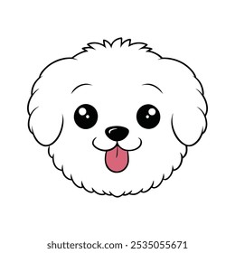 Cute Fluffy Dog Face Vector for Pet Logos and Playful Branding.