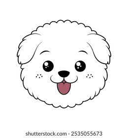 Cute Fluffy Dog Face Vector for Pet Logos and Playful Branding.