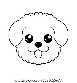 Cute Fluffy Dog Face Vector for Pet Logos and Playful Branding.