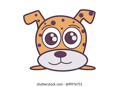 Cute Fluffy Dog. Vector Illustration. Isolated on white background.